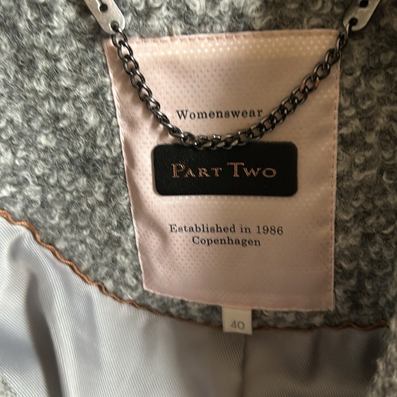 Part Two Three Button Grey / White Jacket Size 40 - Picture 7 of 16